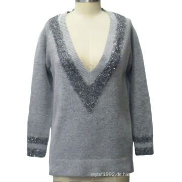 Frauen-V-Ausschnitt Pullover Strick-Pullover